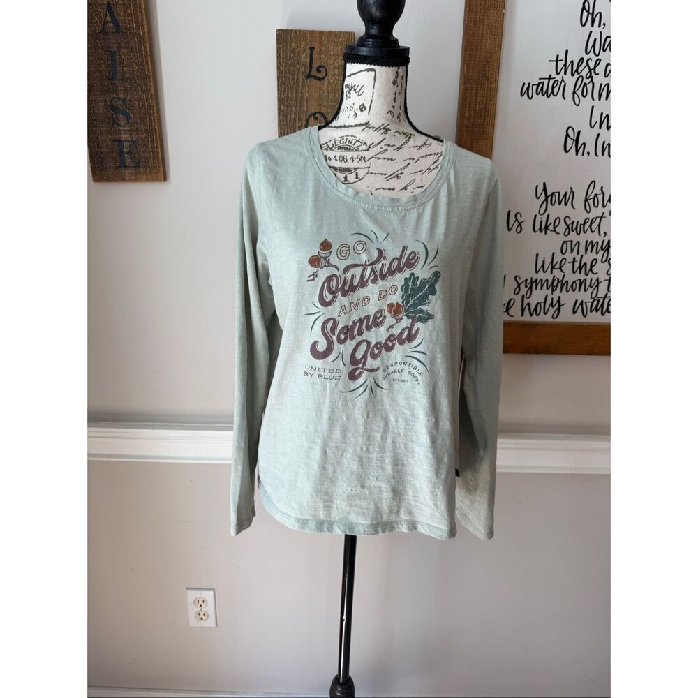 United By Blue Women's Crew Neck Long Sleeve Graphic T-Shirt Sage Green Size XL